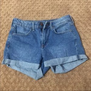 Blue denim shorts
